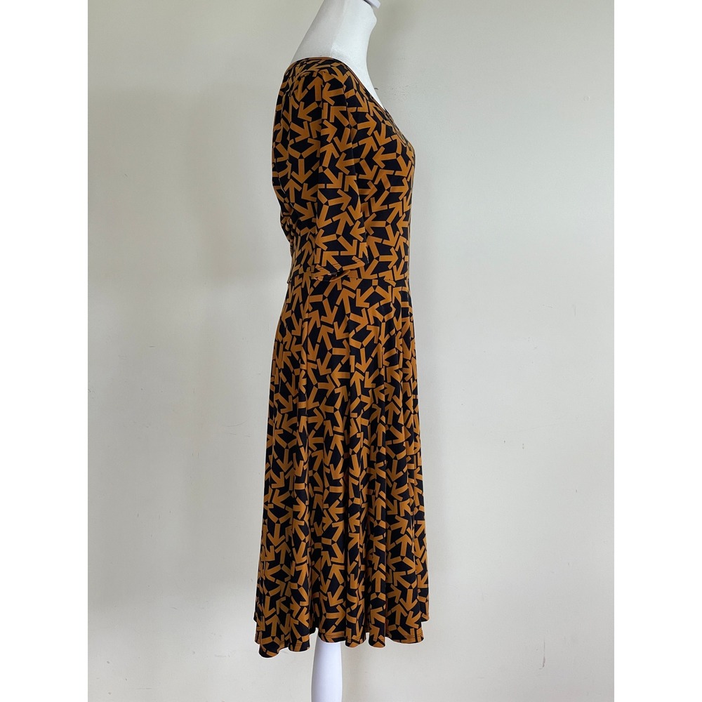 LuLaRoe Nicole Fit Flare Dress 3/4 Sleeve Scoop Neck Midi L - Picture 2 of 10
